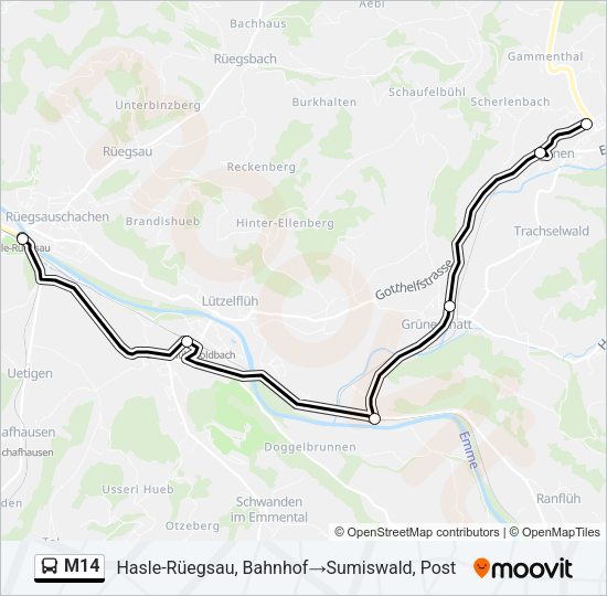 M14 Bus Line Map