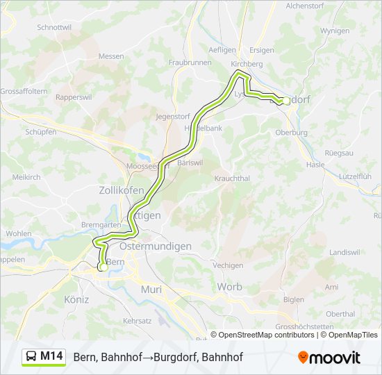 M14 bus Line Map