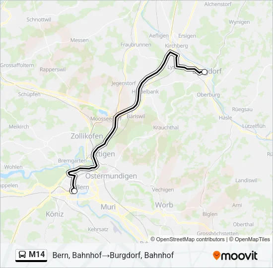 M14 Bus Line Map