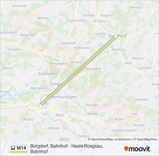 M14 bus Line Map