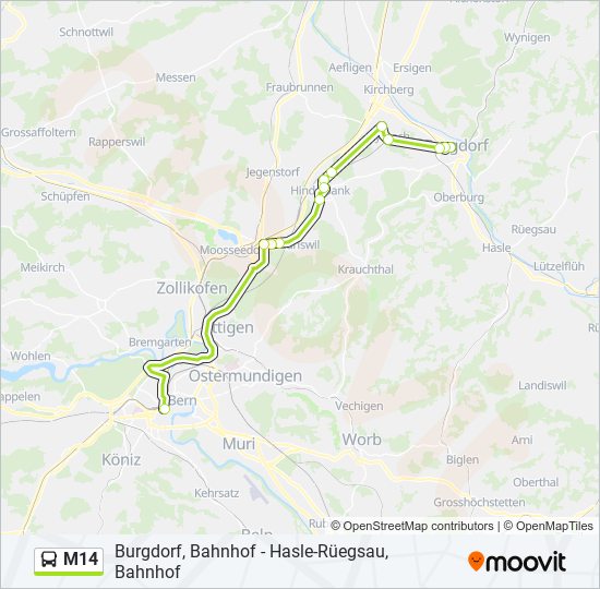 M14 bus Line Map