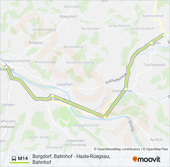 M14 bus Line Map