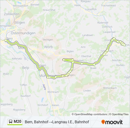 M20 bus Line Map