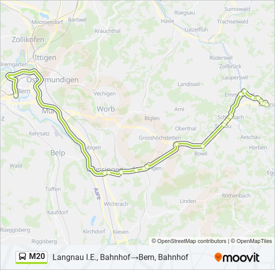 Buslinie M20 Karte