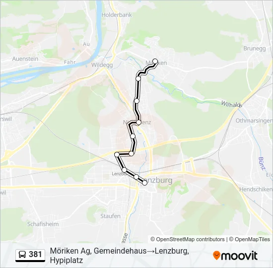 381 Bus Line Map