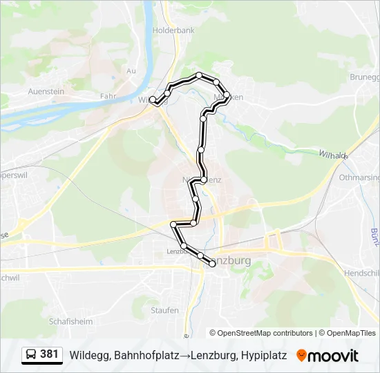381 Bus Line Map