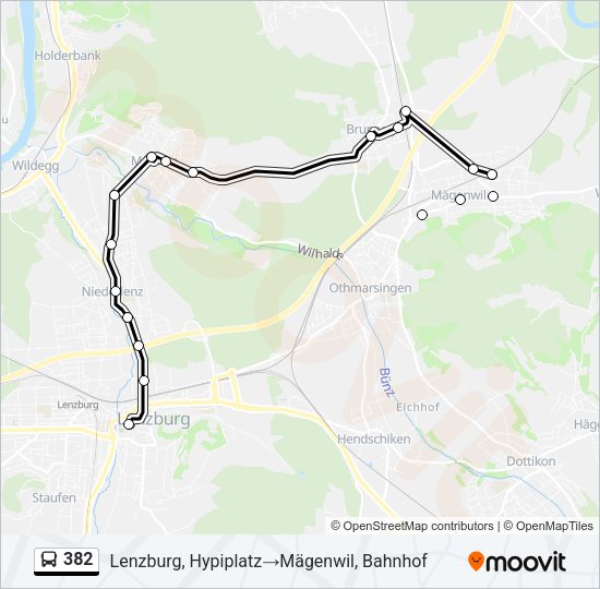 382 Bus Line Map
