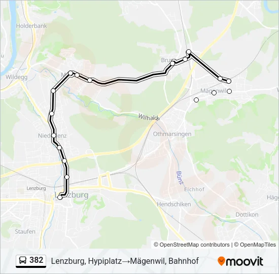 Plan de la ligne 382 de bus