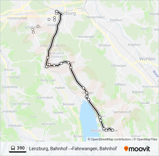 390 Bus Line Map