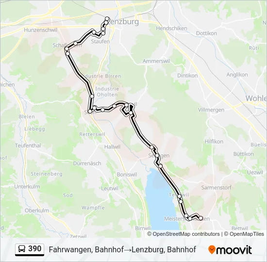 390 Bus Line Map