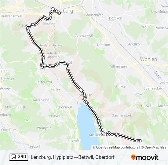 Plan de la ligne 390 de bus