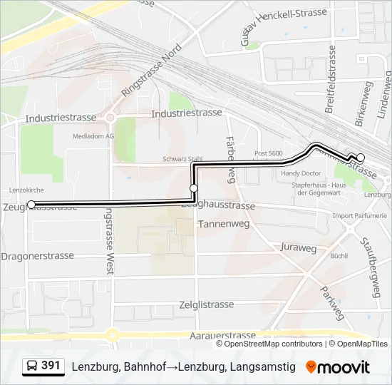391 Bus Line Map