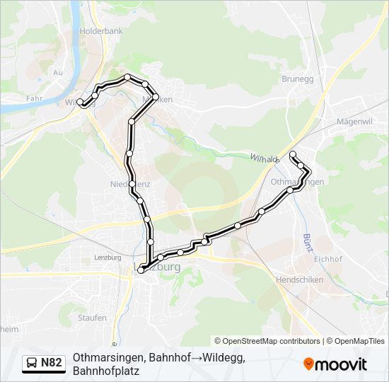 N82 Bus Line Map