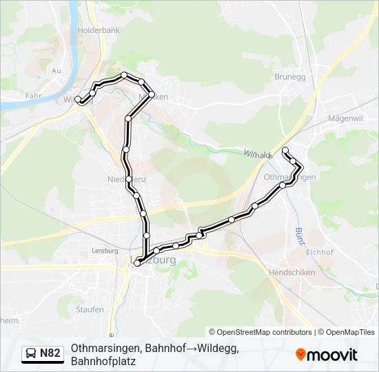 N82 Bus Line Map