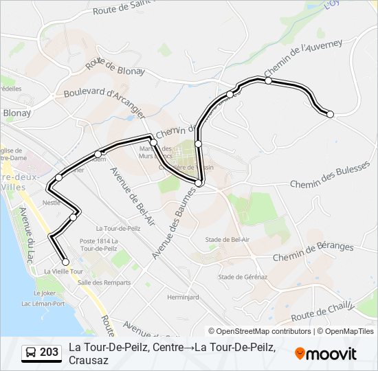 203 bus Line Map