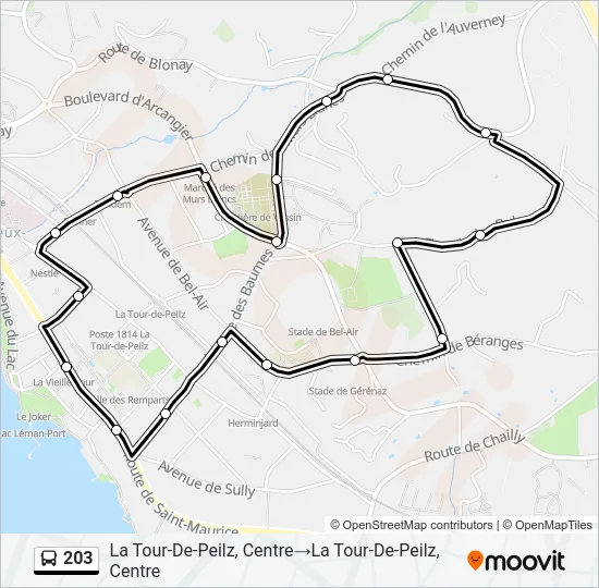203 Bus Line Map