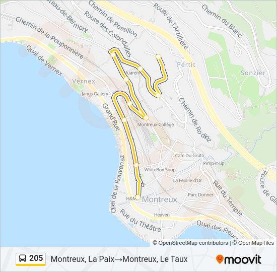 205 Bus Line Map