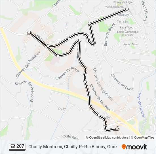 Plan de la ligne 207 de bus