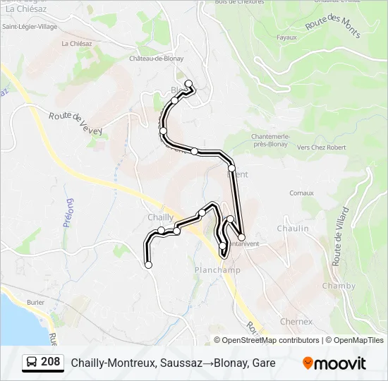 208 Bus Line Map