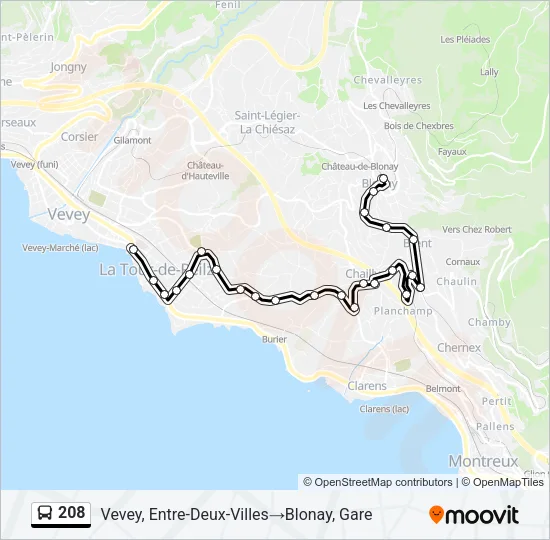 208 Bus Line Map