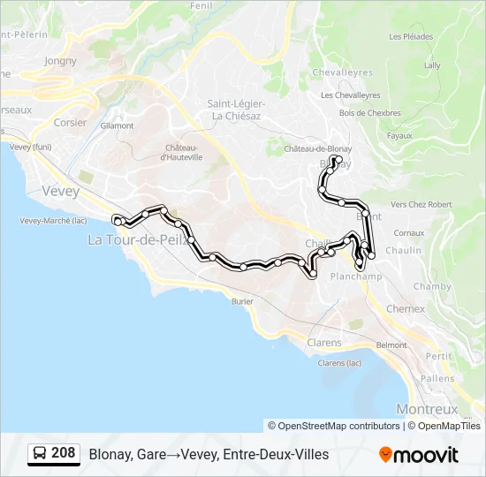 208 Bus Line Map