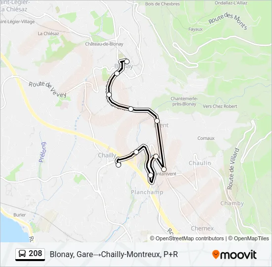 208 Bus Line Map