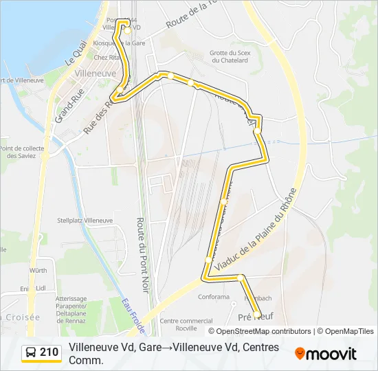 Plan de la ligne 210 de bus