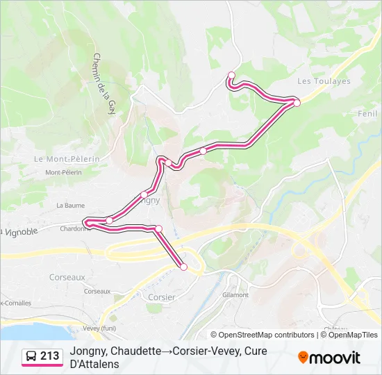 Plan de la ligne 213 de bus