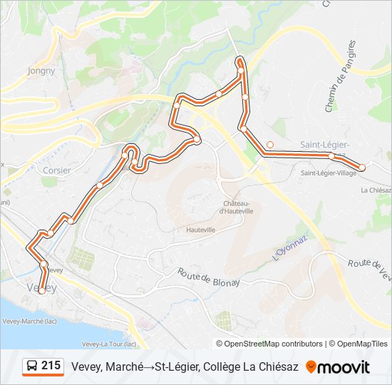 215 Bus Line Map