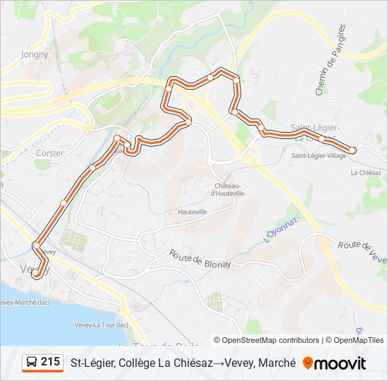 215 Bus Line Map