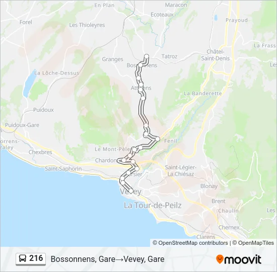 216 Bus Line Map