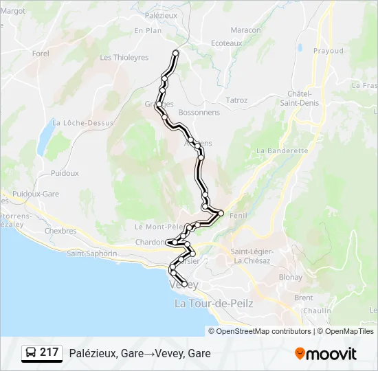 Plan de la ligne 217 de bus