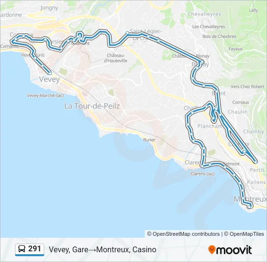 291 Bus Line Map
