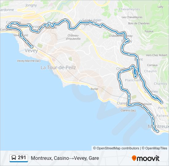 291 Bus Line Map