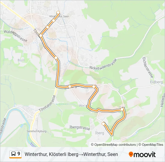 9 Bus Line Map