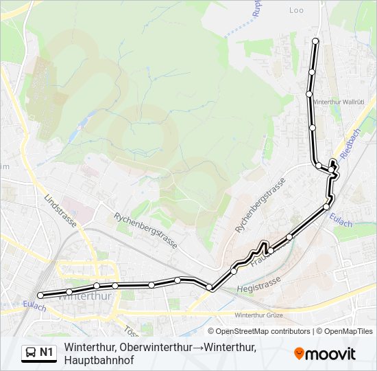 N1 Bus Line Map