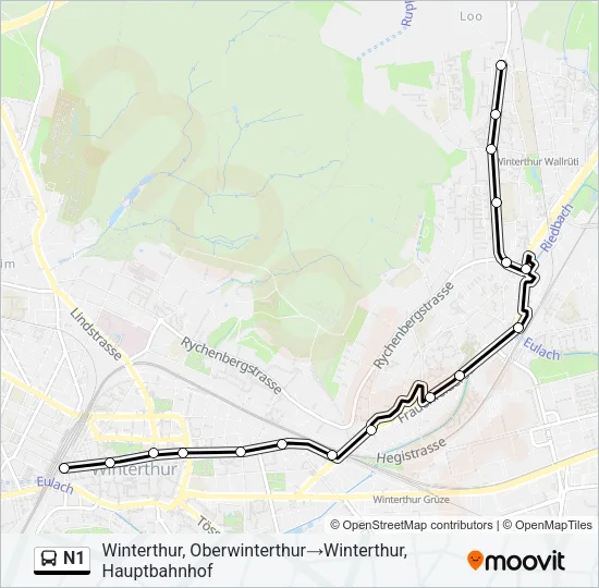 Plan de la ligne N1 de bus