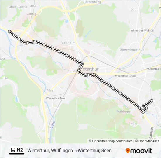 N2 Bus Line Map