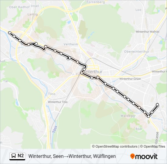 N2 Bus Line Map