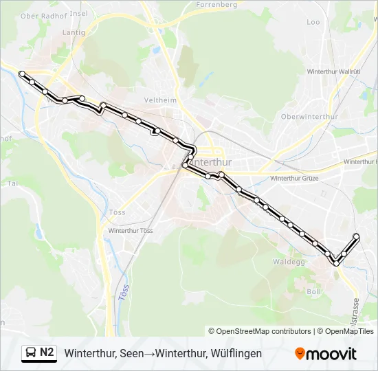 N2 Bus Line Map