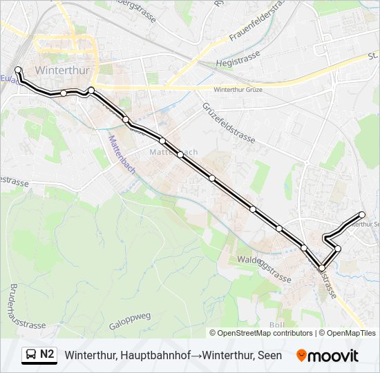 N2 Bus Line Map