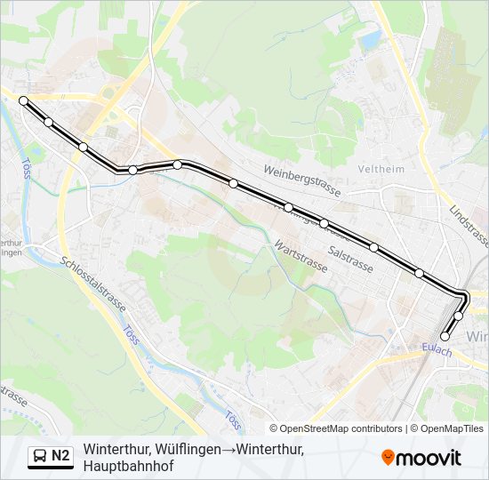 N2 Bus Line Map