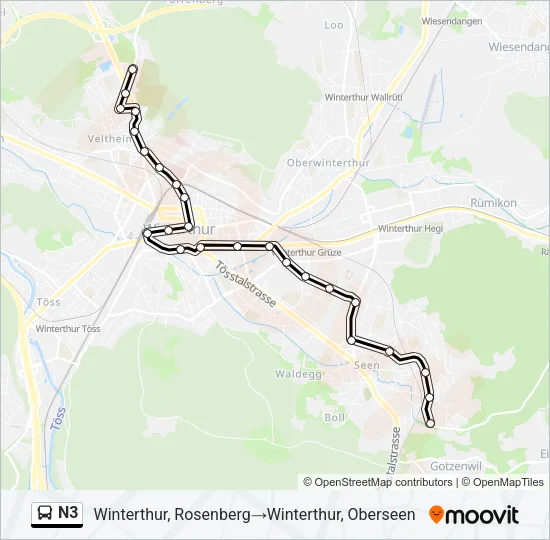 N3 Bus Line Map