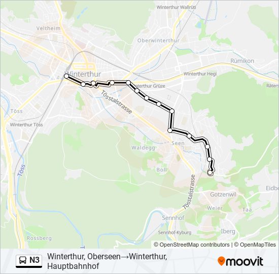 N3 bus Line Map