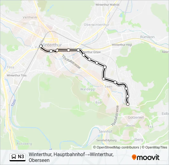 N3 Bus Line Map