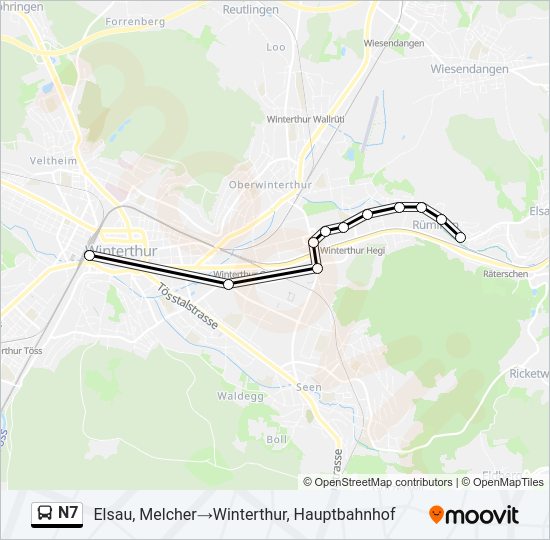 N7 Bus Line Map