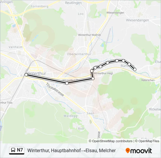 N7 Bus Line Map