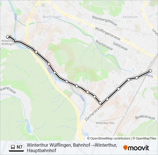 N7 Bus Line Map