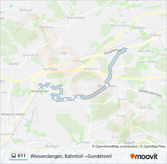 611 Bus Line Map