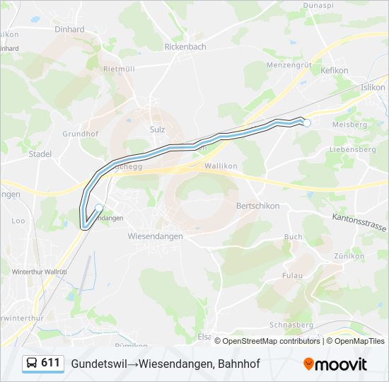 611 Bus Line Map